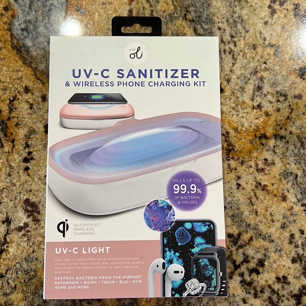 UV-C Sanitizer & Wireless phone charging kit, brand new,kills 99.9% of bacteria